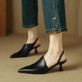 Eleanor Leather Slingback Sandals – Pointed Toe with Thin Heel