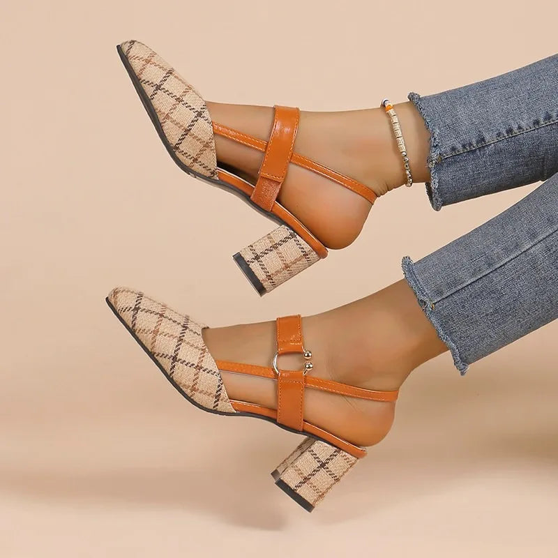 Isabella Plaid Slingback Pumps&nbsp