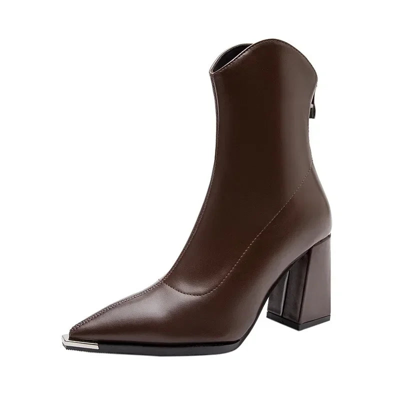 Emilia Chrome-Toe Ankle Boots