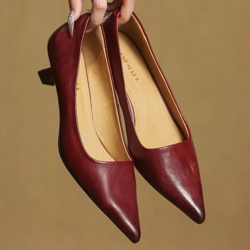 Livia Genuine Leather Pointed-Toe Pumps