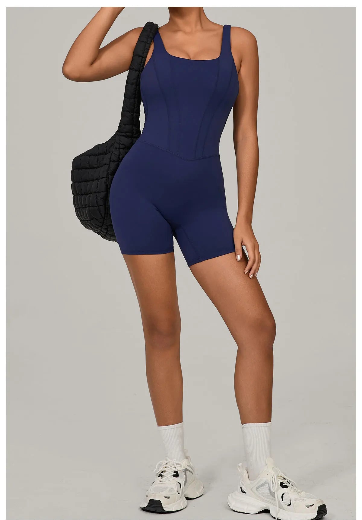 Women's Tracksuit Backless Workout Rompers Top Bodycon One Piece Halter Sleeveless Bodysuit Short Jumpsuits Push Up Sportswear