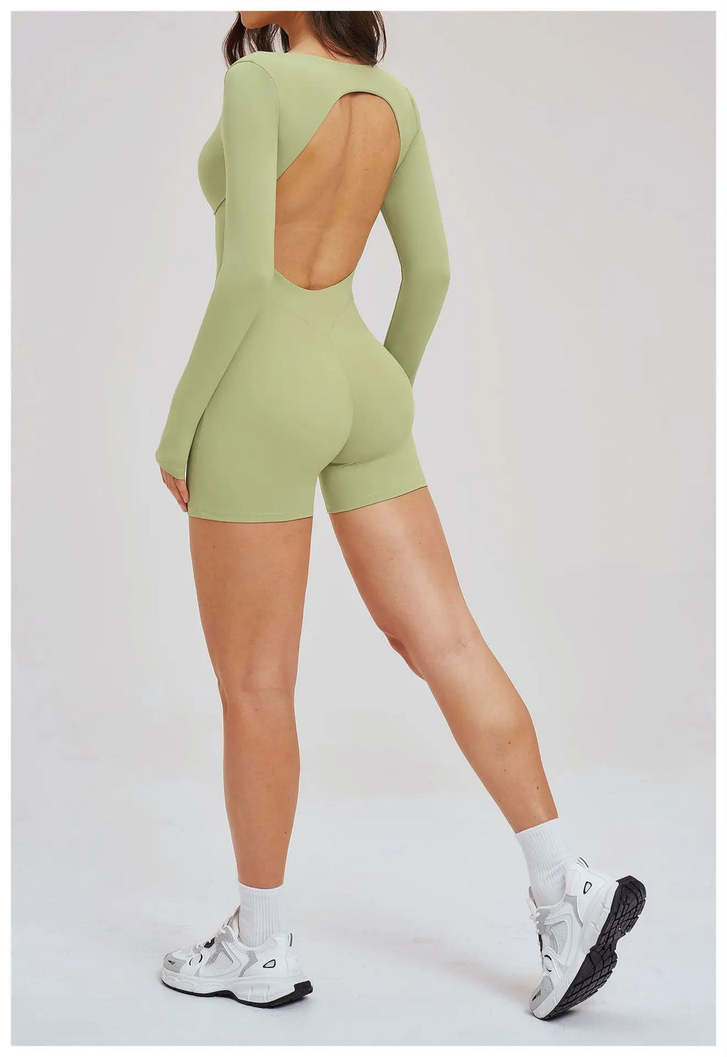 Women Bodysuits Gym Rompers Push Up Workout Clothes Backless Scrunch Fitness Sports Yoga Bodysuit Short Sleeves Fitness Jumpsuit