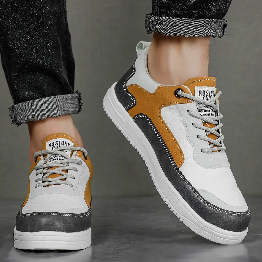Matteo Leather Canvas Sneakers – Lightweight Breathable Fit for Men