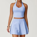 Fitness Tracksuit Yoga Set Women Outfit Gym Clothes Halter Sports Bra Matching Impact Short Skirt 2PCS Workout Sets Sportswear