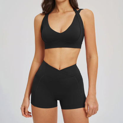 Sports Set 2 Pieces Shorts Gym Exercise Clothes Women's Yoga Suit Fitness Outfits Short Underwear Training Workout Tracksuit