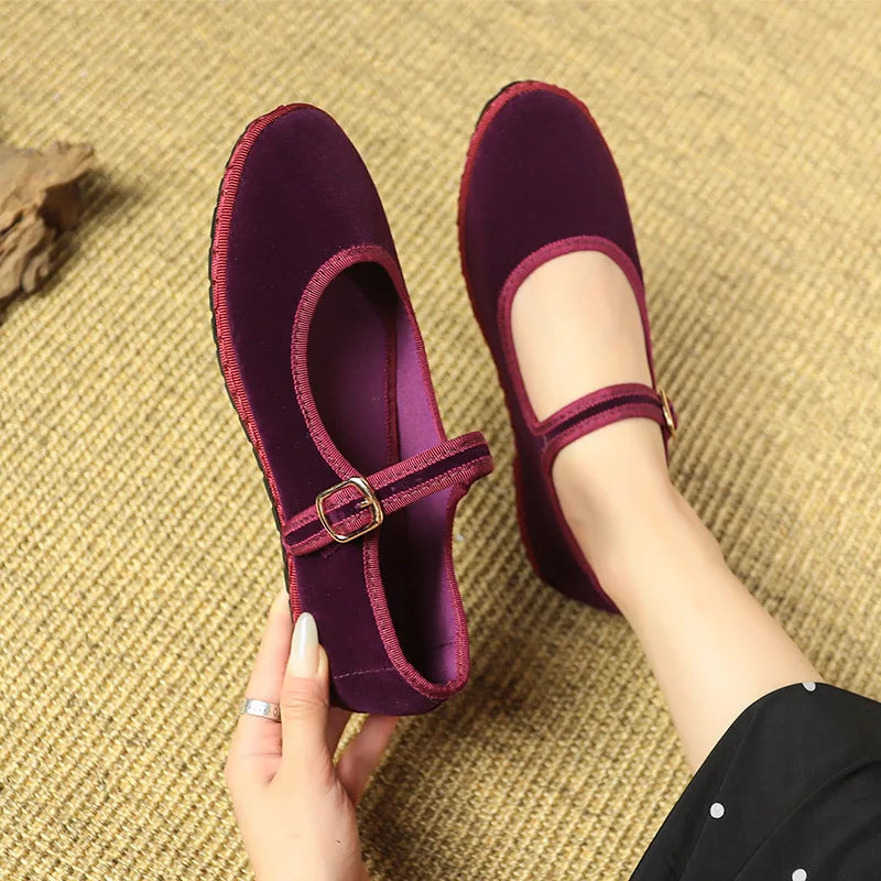 Mary Jane Velvet Flat