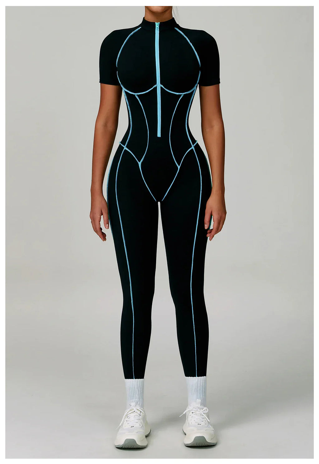 Gym Set Women Training Yoga Suit Sportswear Women Short Sleeves Sports Jumpsuit Fitness Rompers Zipper Push Up Workout Bodysuits