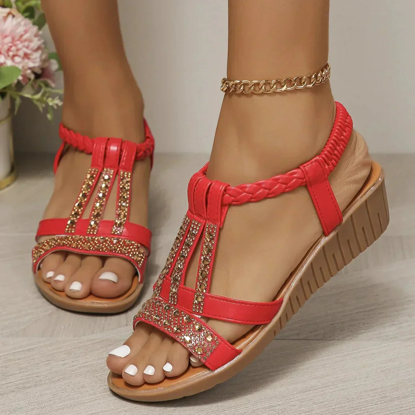 Mara Bloom Wedge Sandals