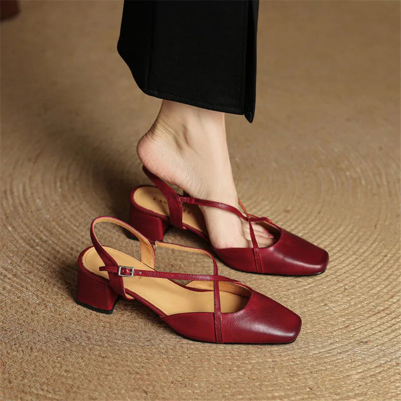 Elena Leather Slingback Sandals