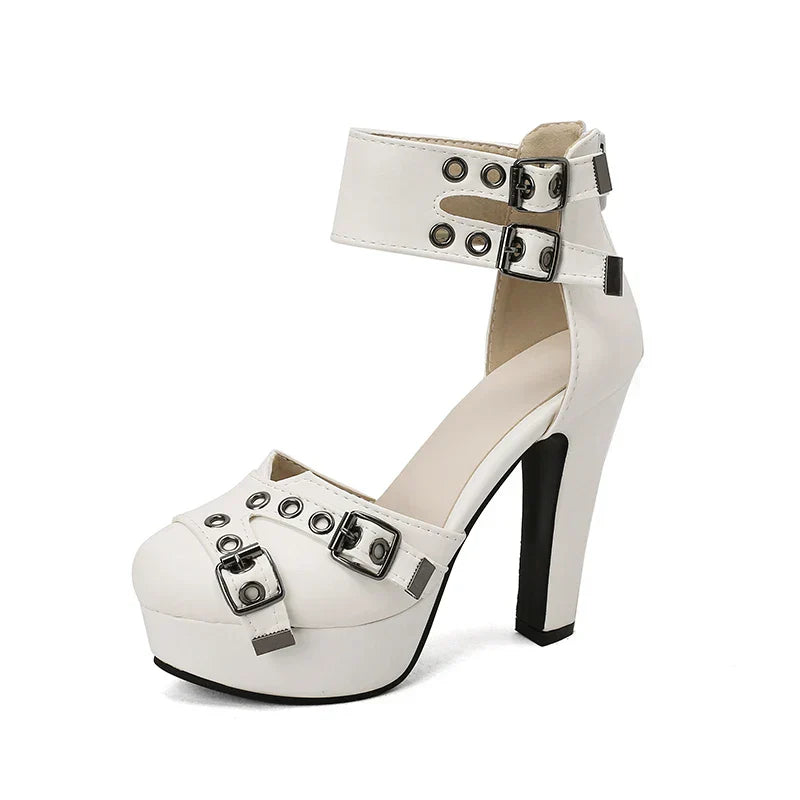 Valeria Studded Platform Heels – Women’s 12.5cm Buckle Sandals