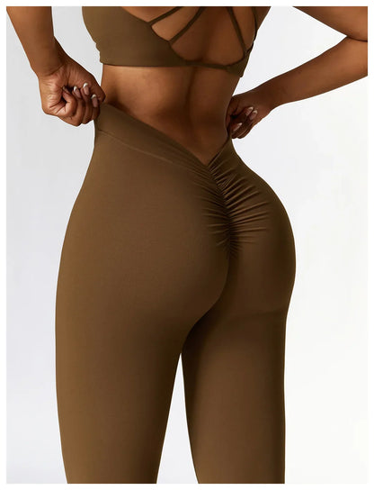 V-shaped Hip Yoga Pants Flare Leggings Women High Waist Wide Leg Pants Women Gym Fitness Sports Flared Pant Dance Trousers