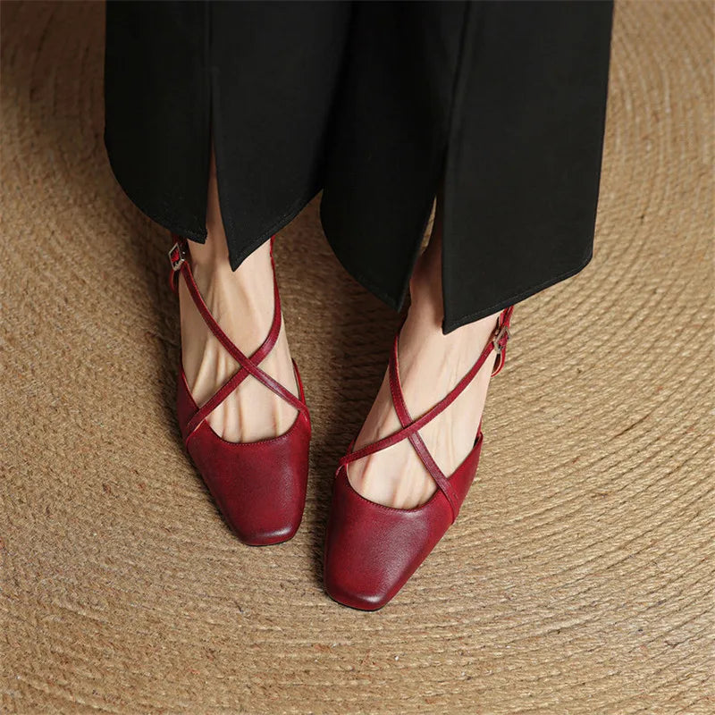 Elena Leather Slingback Sandals