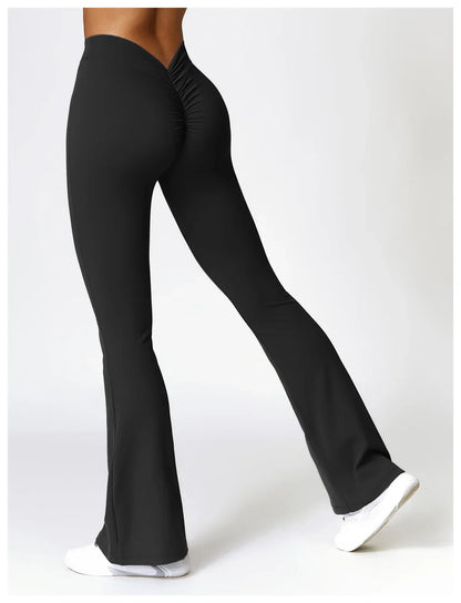 V-shaped Hip Yoga Pants Flare Leggings Women High Waist Wide Leg Pants Women Gym Fitness Sports Flared Pant Dance Trousers