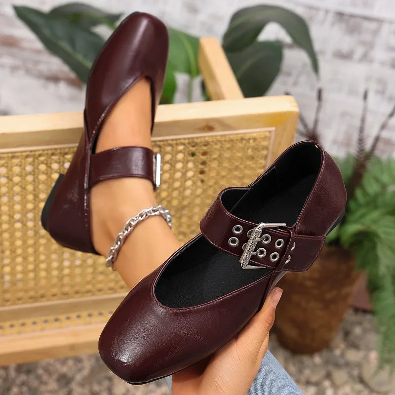 Lena Square-Toe Mary Jane Flats