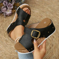 Giulia Cork-Platform Sandals – Thick-Heel Slip-On Buckle Sandals