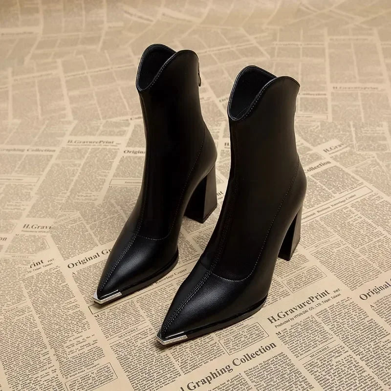 Emilia Chrome-Toe Ankle Boots
