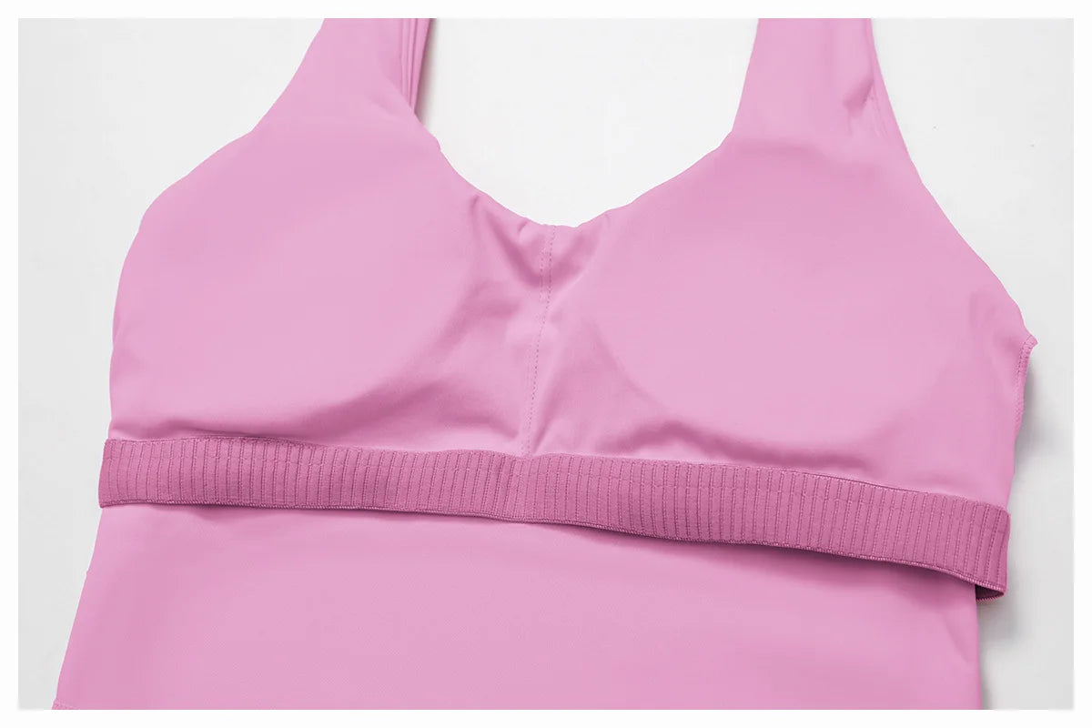 Fitness Tracksuit Yoga Set Women Outfit Gym Clothes Halter Sports Bra Matching Impact Short Skirt 2PCS Workout Sets Sportswear