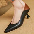 Elena Leather Heeled Pumps – Women’s Pointed Toe Two-Tone Shoes