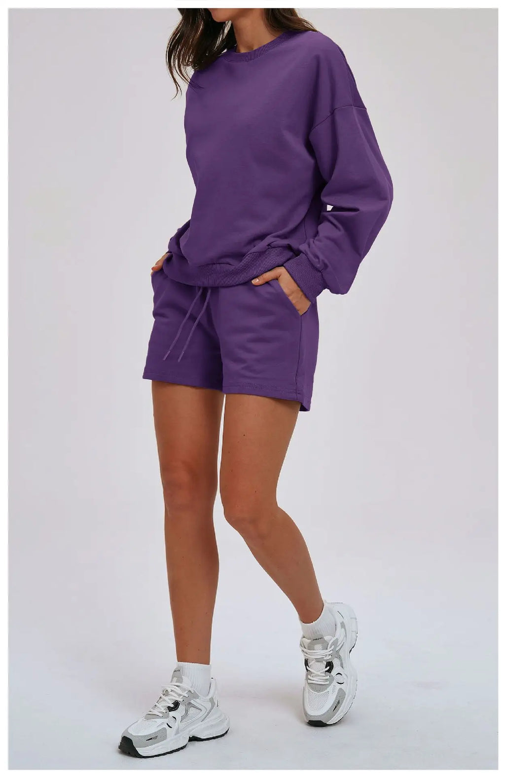 2-piece Yoga Set Women's Hoodie Set Winter Loose Long Sleeved Sports Set Outdoor Fitness Set Cycling Shorts Casual Set