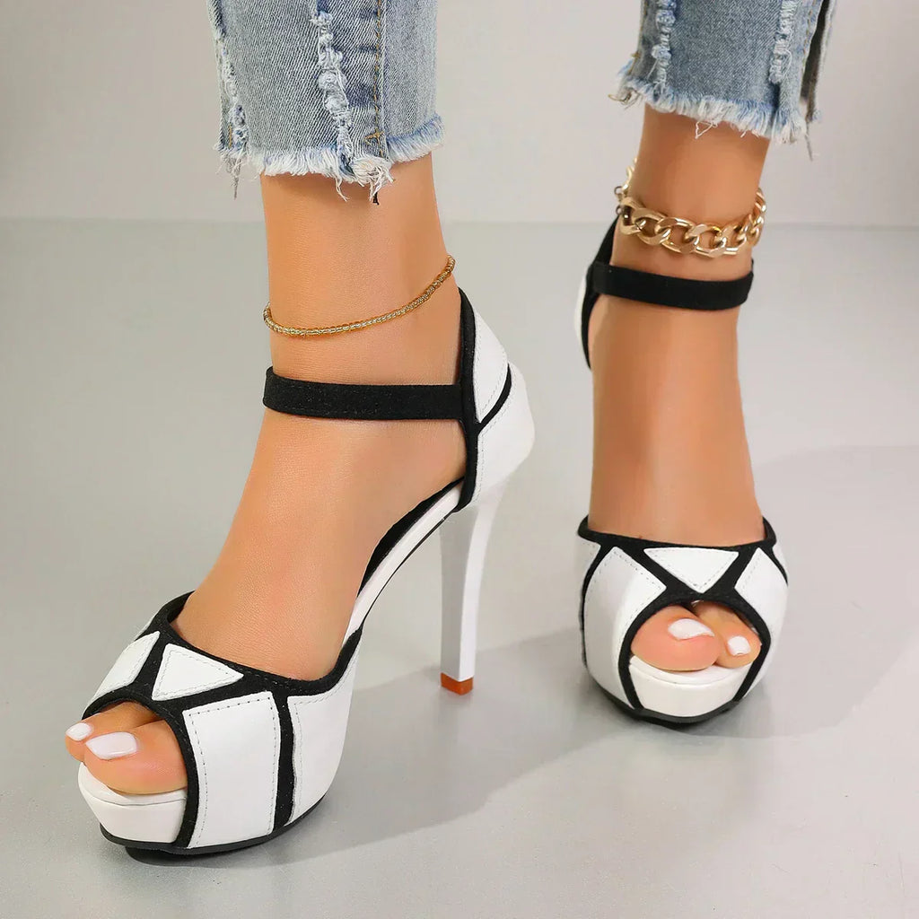 Zoé Platform Heels- Women’s Colorblock Peep-Toe Stilettos
