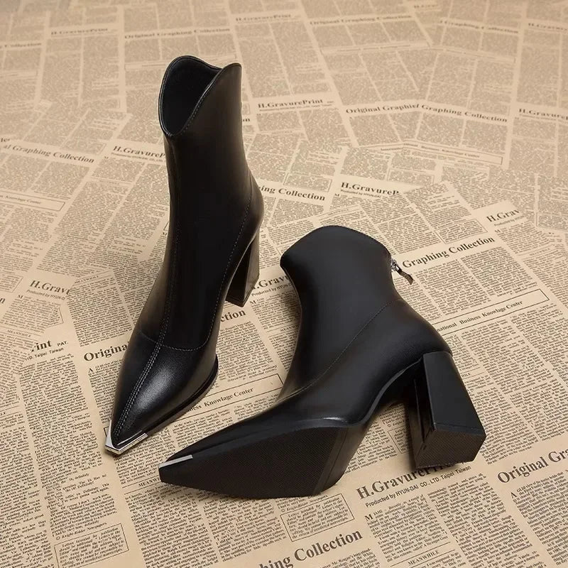Emilia Chrome-Toe Ankle Boots