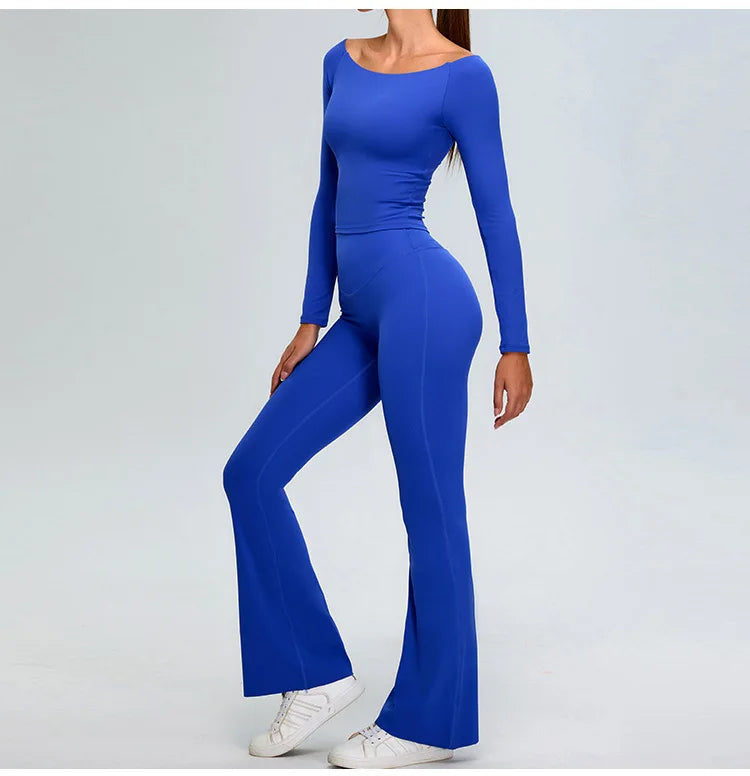Yoga Set Women's Tracksuit 2 Pieces Workout Sportswear Running Gym Clothing High Waist Leggings Fitness Long Sleeved Sports Suit