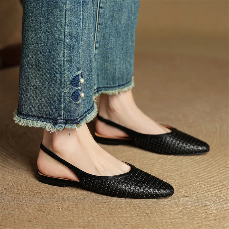 Jasmine St Tropez Woven Flats - Pointed Toe Slingback