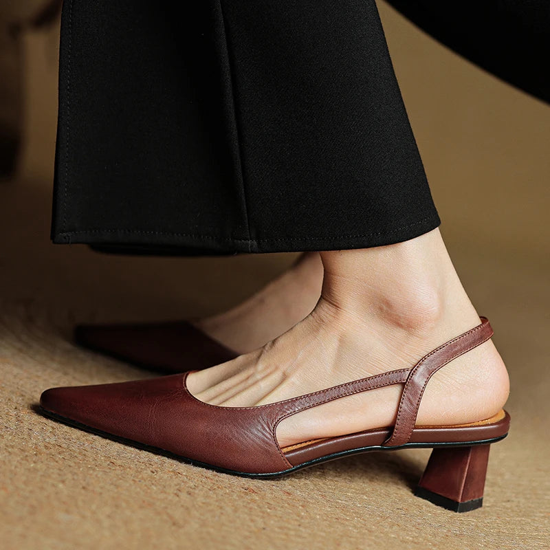 Mara Genuine Leather Slingback Pumps